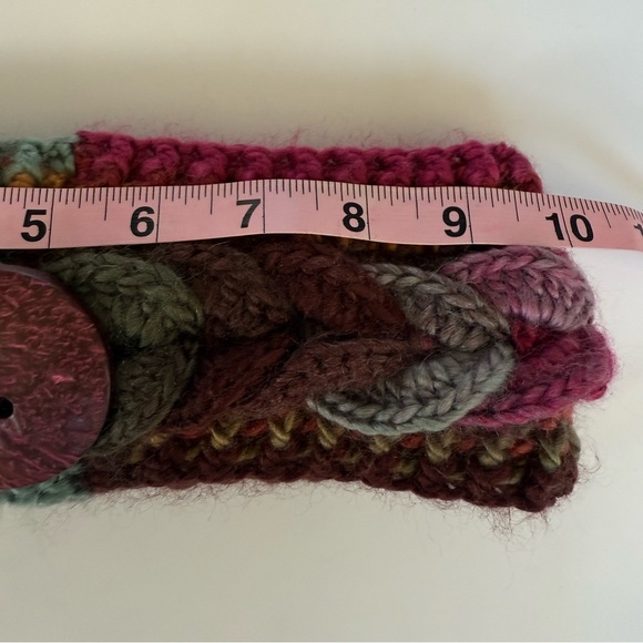 Crochet Headband One Size Ear Warmer Headband Button Unique Multicolor Chunky - Picture 5 of 7
